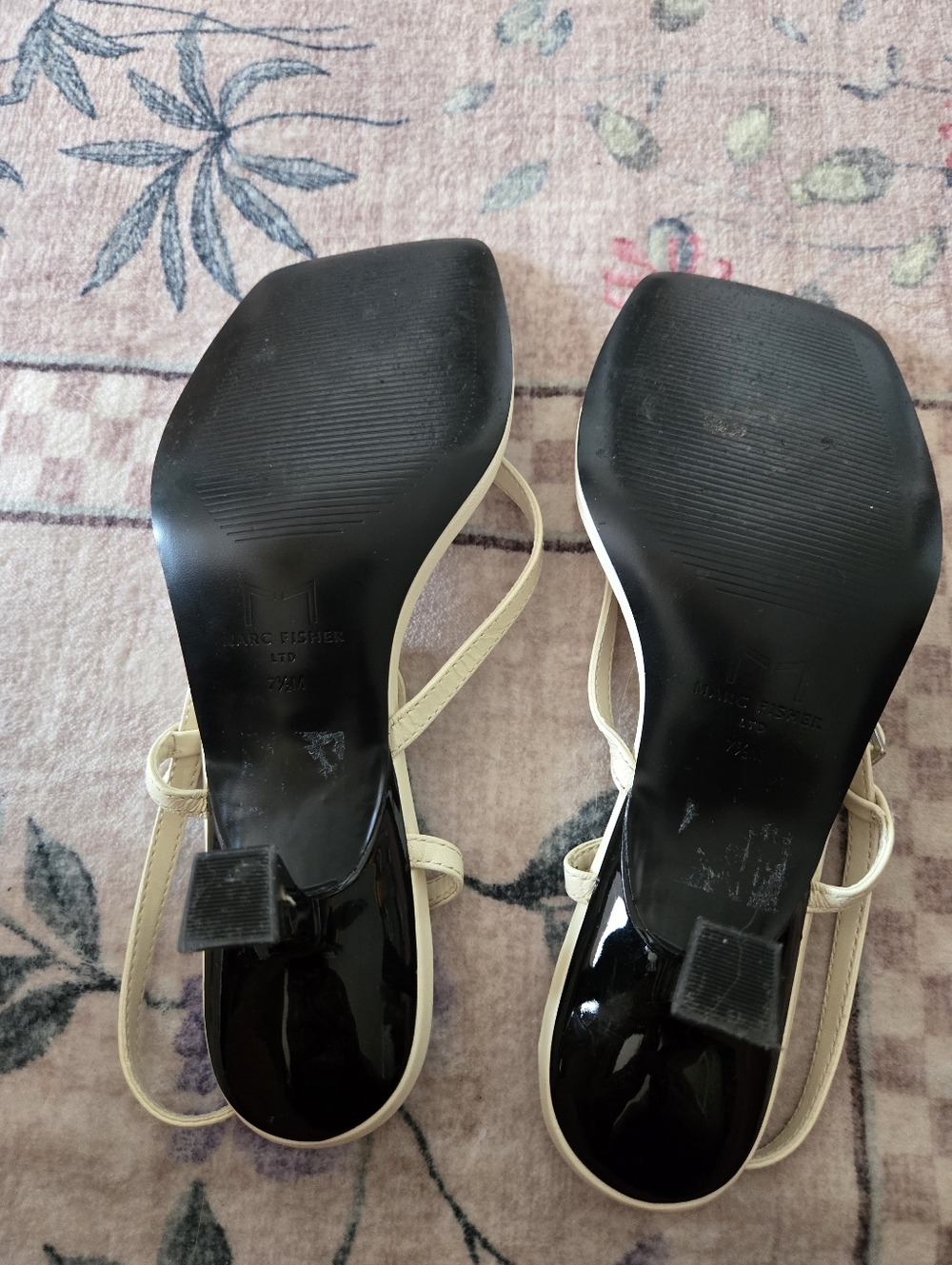 Marc Fisher Cream Strappy Square-Toe Women's Sandals - Picture 3 of 3